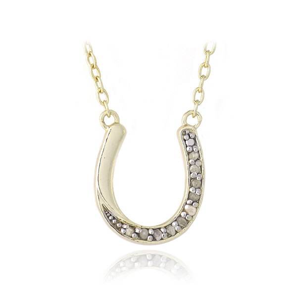 18K Gold Over Silver 1/10Ct Tdw Diamond Horseshoe Necklace